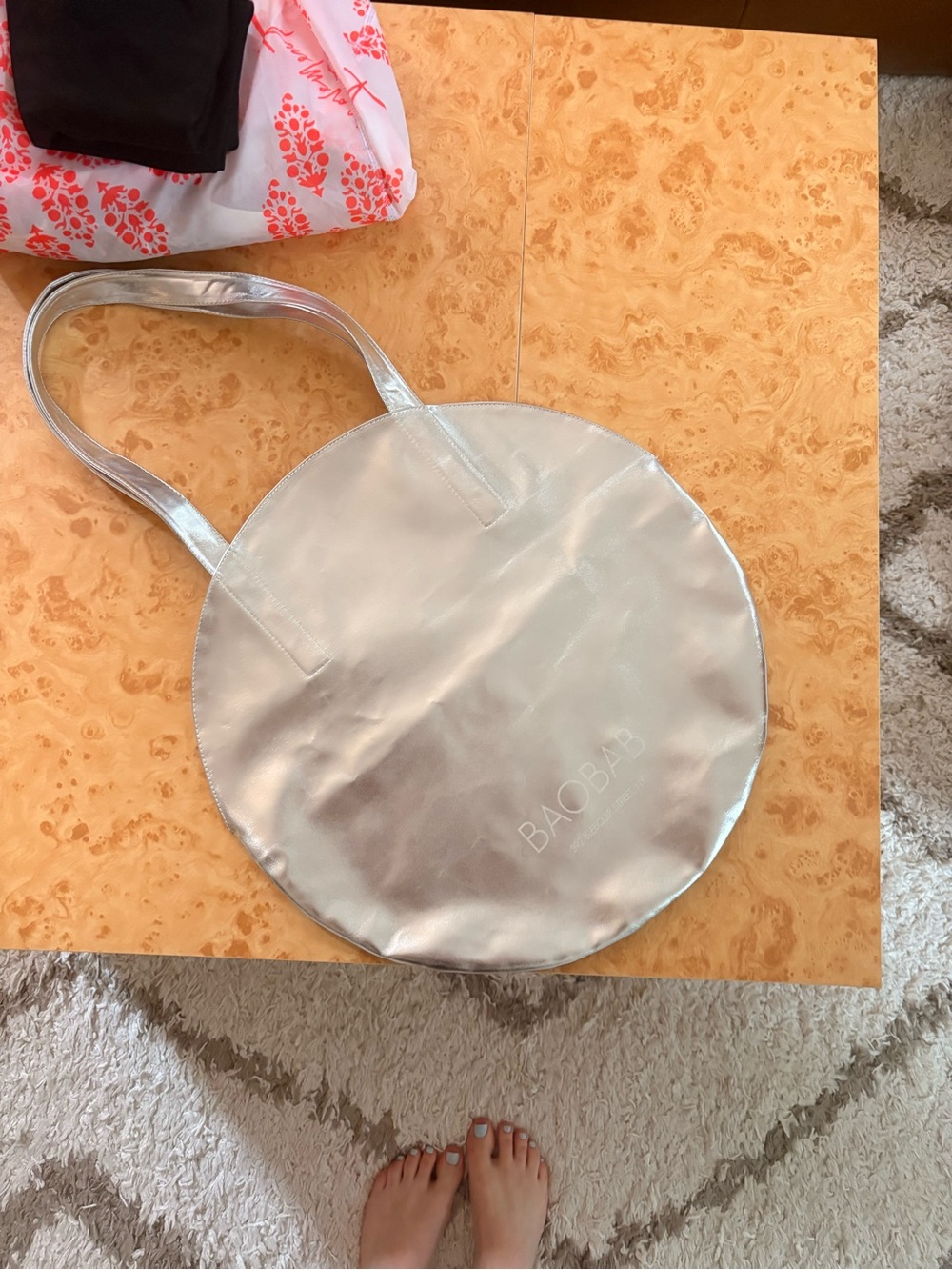 BAOBAB Silver Round Tote Bag